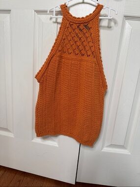 Broadway 38 Orange Crochet Halter Tank Top